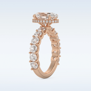 2.5 CT Pave and Hidden Halo Engagement Ring Featuring Oval Moissanite