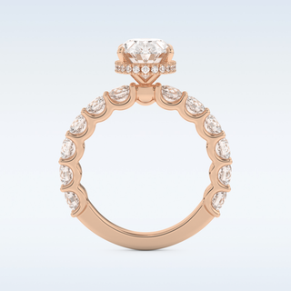 2.5 CT Pave and Hidden Halo Engagement Ring Featuring Oval Moissanite
