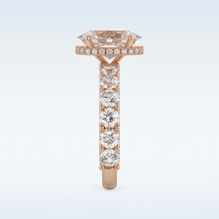 2.5 CT Pave and Hidden Halo Engagement Ring Featuring Oval Moissanite