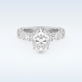 2.5 CT Pave and Hidden Halo Engagement Ring Featuring Oval Moissanite