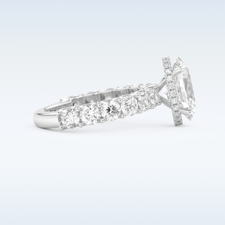 2.5 CT Pave and Hidden Halo Engagement Ring Featuring Oval Moissanite