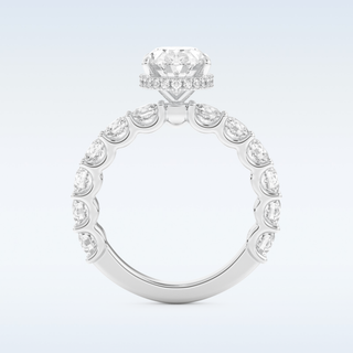 2.5 CT Pave and Hidden Halo Engagement Ring Featuring Oval Moissanite