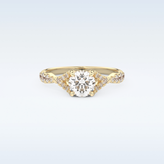 0.8 CT Pave and Split Shank Engagement Ring Featuring Round Moissanite