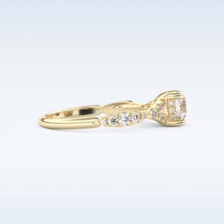 0.8 CT Pave and Split Shank Engagement Ring Featuring Round Moissanite