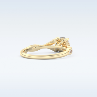 0.8 CT Pave and Split Shank Engagement Ring Featuring Round Moissanite