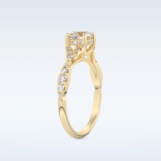 0.8 CT Pave and Split Shank Engagement Ring Featuring Round Moissanite