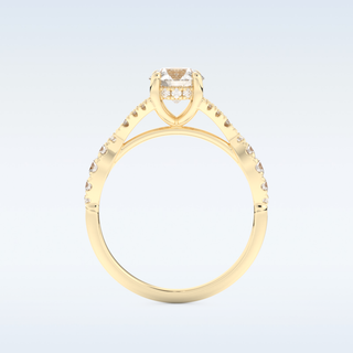 0.8 CT Pave and Split Shank Engagement Ring Featuring Round Moissanite