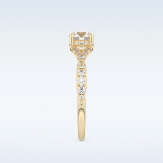 0.8 CT Pave and Split Shank Engagement Ring Featuring Round Moissanite