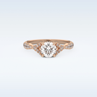 0.8 CT Pave and Split Shank Engagement Ring Featuring Round Moissanite