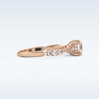 0.8 CT Pave and Split Shank Engagement Ring Featuring Round Moissanite