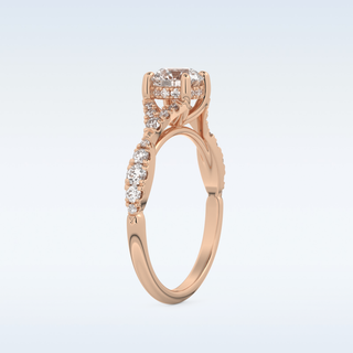 0.8 CT Pave and Split Shank Engagement Ring Featuring Round Moissanite