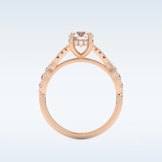 0.8 CT Pave and Split Shank Engagement Ring Featuring Round Moissanite