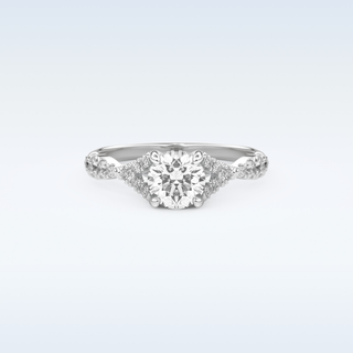 0.8 CT Pave and Split Shank Engagement Ring Featuring Round Moissanite