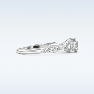 0.8 CT Pave and Split Shank Engagement Ring Featuring Round Moissanite