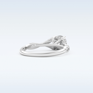 0.8 CT Pave and Split Shank Engagement Ring Featuring Round Moissanite