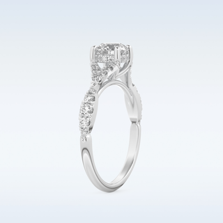 0.8 CT Pave and Split Shank Engagement Ring Featuring Round Moissanite