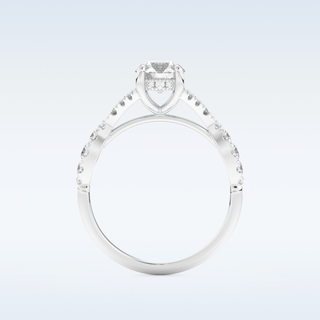 0.8 CT Pave and Split Shank Engagement Ring Featuring Round Moissanite