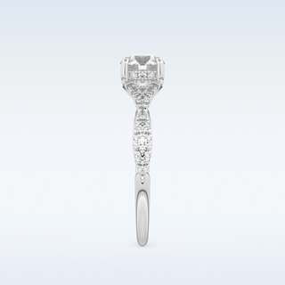 0.8 CT Pave and Split Shank Engagement Ring Featuring Round Moissanite