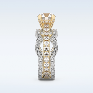 1.52 CT Triple Pave Engagement Ring Featuring Round Moissanite
