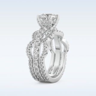 1.52 CT Triple Pave Engagement Ring Featuring Round Moissanite