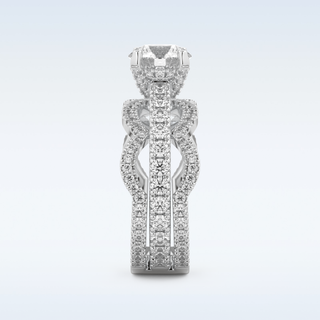 1.52 CT Triple Pave Engagement Ring Featuring Round Moissanite