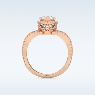 1.5 CT Halo and Pave, Curved Shank Engagement Ring Featuring Pear Moissanite