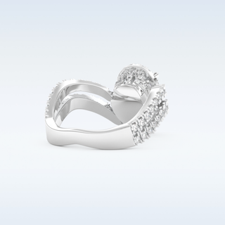 1.5 CT Halo and Pave, Curved Shank Engagement Ring Featuring Pear Moissanite