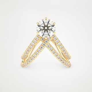 1.5 CT Pave and Curved Shank Engagement Ring Featuring Round Moissanite 7
