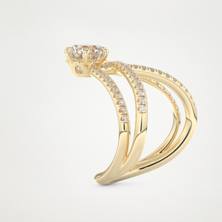 1.5 CT Pave and Curved Shank Engagement Ring Featuring Round Moissanite 10