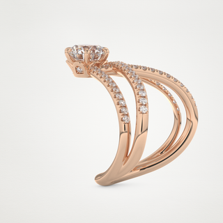 1.5 CT Pave and Curved Shank Engagement Ring Featuring Round Moissanite 16