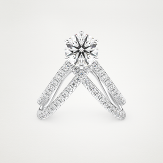 1.5 CT Pave and Curved Shank Engagement Ring Featuring Round Moissanite 1