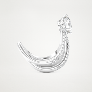 1.5 CT Pave and Curved Shank Engagement Ring Featuring Round Moissanite 2