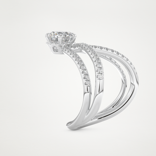 1.5 CT Pave and Curved Shank Engagement Ring Featuring Round Moissanite 4