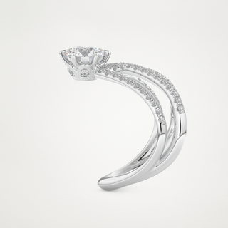 1.5 CT Pave and Curved Shank Engagement Ring Featuring Round Moissanite 6