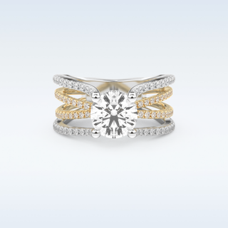 1.52 CT Pave and Split Shank Engagement Ring Featuring Round Moissanite