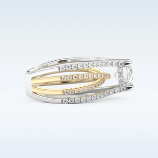 1.52 CT Pave and Split Shank Engagement Ring Featuring Round Moissanite