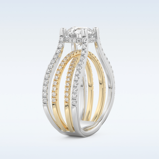 1.52 CT Pave and Split Shank Engagement Ring Featuring Round Moissanite