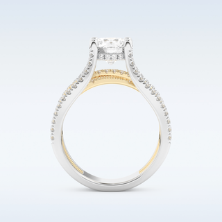 1.52 CT Pave and Split Shank Engagement Ring Featuring Round Moissanite