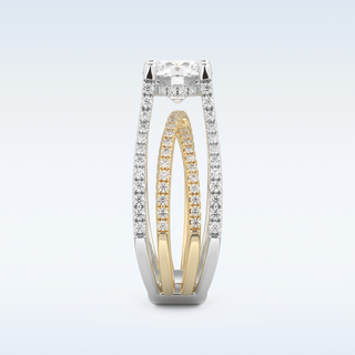 1.52 CT Pave and Split Shank Engagement Ring Featuring Round Moissanite