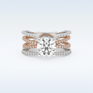 1.52 CT Pave and Split Shank Engagement Ring Featuring Round Moissanite