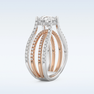 1.52 CT Pave and Split Shank Engagement Ring Featuring Round Moissanite