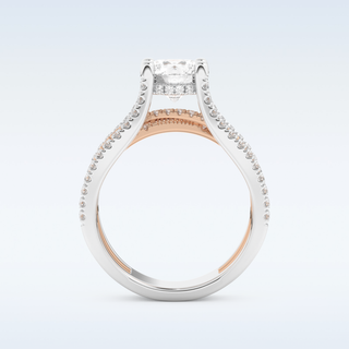 1.52 CT Pave and Split Shank Engagement Ring Featuring Round Moissanite
