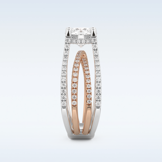 1.52 CT Pave and Split Shank Engagement Ring Featuring Round Moissanite