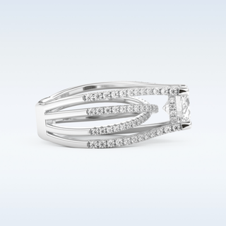 1.52 CT Pave and Split Shank Engagement Ring Featuring Round Moissanite