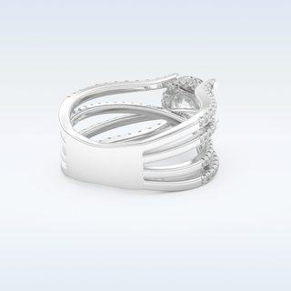 1.52 CT Pave and Split Shank Engagement Ring Featuring Round Moissanite