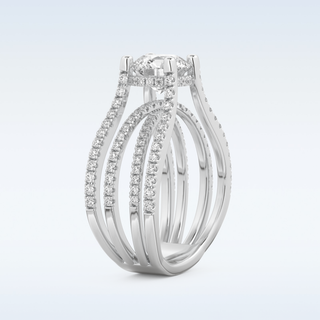 1.52 CT Pave and Split Shank Engagement Ring Featuring Round Moissanite