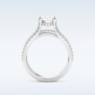1.52 CT Pave and Split Shank Engagement Ring Featuring Round Moissanite