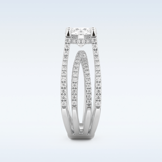 1.52 CT Pave and Split Shank Engagement Ring Featuring Round Moissanite