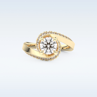 1.03 CT Swirl and Pave Engagement Ring Featuring Round Moissanite