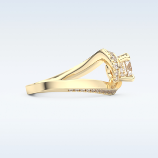 1.03 CT Swirl and Pave Engagement Ring Featuring Round Moissanite